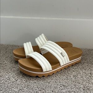 Reef White and Tan Platform Sandals IV